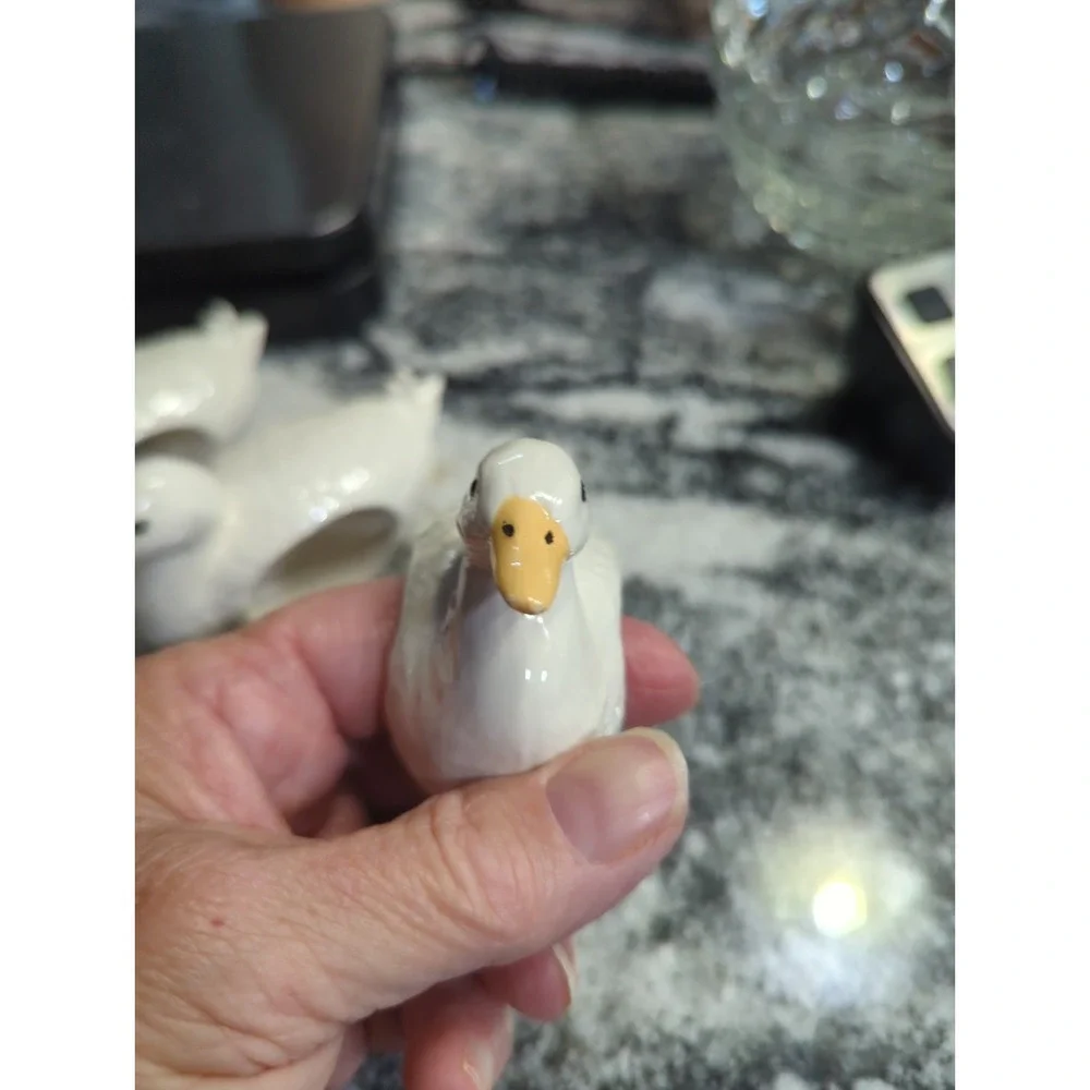8 Vintage White Ceramic Duck /Goose Napkin Rings Cottage Core Farmhouse